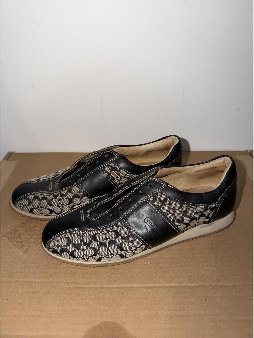Coach P184 Noella Sneakers Monogram Black Fabric Leather - Picture 4 of 9
